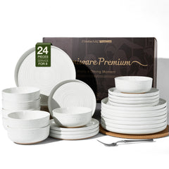 Famiware Constellation 24-Piece Stoneware Dinnerware Set - White - 01