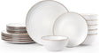 Famiware Eden 18-Piece Stoneware Dinnerware Set, Service for 6 - White Circle - image 1