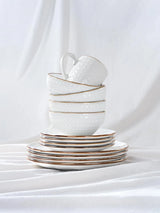 Famiware Eden 18-Piece Stoneware Dinnerware Set, Service for 6 - White Circle - image 7