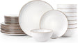 Famiware Eden 24-Piece Stoneware Dinnerware Set, Service for 8 - White Circle - image 1