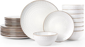 Famiware Eden 24-Piece Stoneware Dinnerware Set, Service for 8 - White Circle - image 1