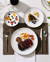 Famiware Eden 24-Piece Stoneware Dinnerware Set, Service for 8 - White Circle - image 4