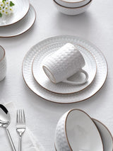 Famiware Eden 24-Piece Stoneware Dinnerware Set, Service for 8 - White Circle - image 9