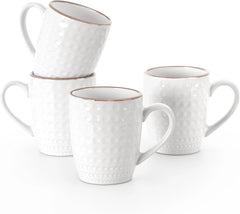 Famiware Eden Ceramic Coffee Mugs, Set of 4 - White Circle - image 1