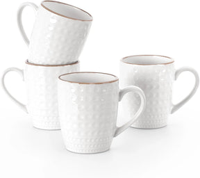 Famiware Eden Ceramic Coffee Mugs, Set of 4 - White Circle - image 1
