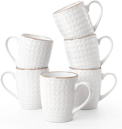 Famiware Eden Ceramic Coffee Mugs, Set of 6 - White Circle - image 1