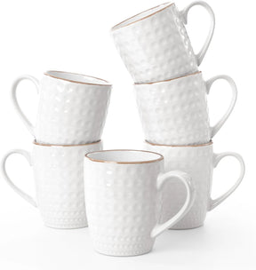 Famiware Eden Ceramic Coffee Mugs, Set of 6 - White Circle - image 1