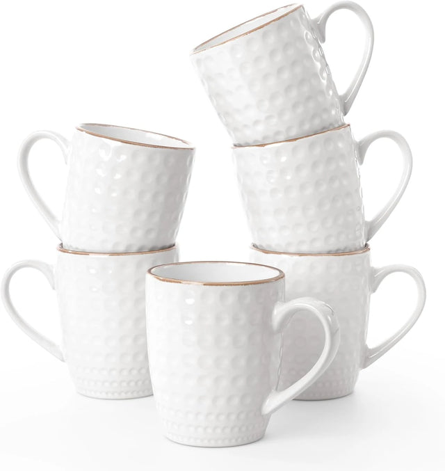 Famiware Eden Ceramic Coffee Mugs, Set of 6 - White Circle - image 1