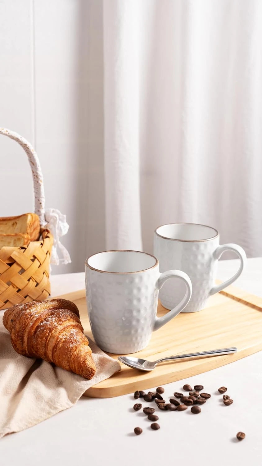 Famiware Eden Ceramic Coffee Mugs, Set of 6 - White Circle - image 7