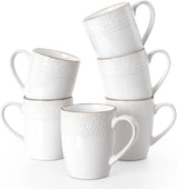 Famiware Eden Ceramic Coffee Mugs, Set of 6 - White Floral - image 1
