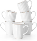 Famiware Eden Ceramic Coffee Mugs, Set of 6 - White Stripe - image 1