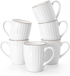 Famiware Eden Ceramic Coffee Mugs, Set of 6 - White Stripe - image 1