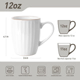 Famiware Eden Ceramic Coffee Mugs, Set of 6 - White Stripe - image 3