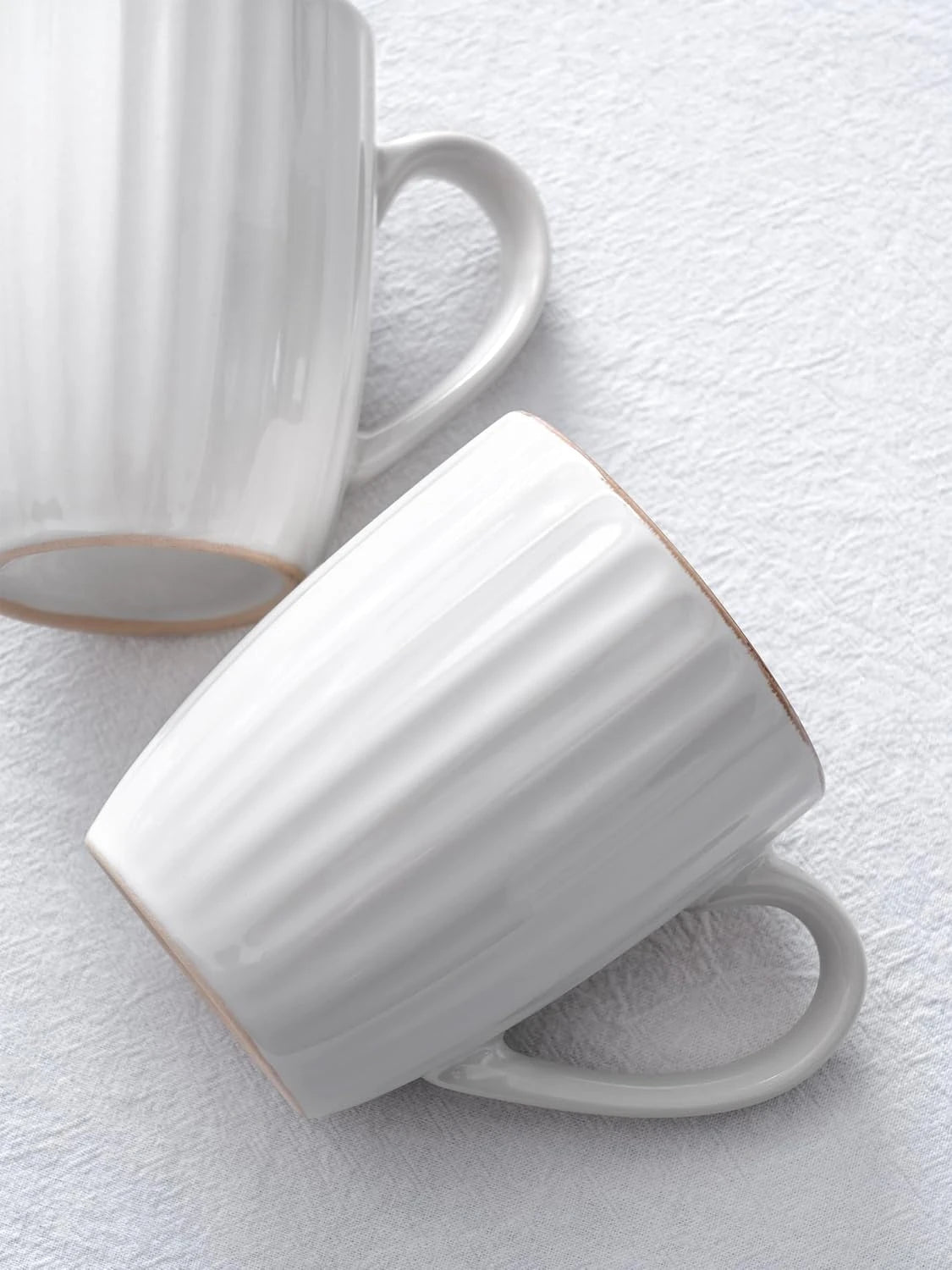 Famiware Eden Ceramic Coffee Mugs, Set of 6 - White Stripe - image 4