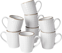Famiware Eden Ceramic Coffee Mugs, Set of 8 - White Circle - image 1