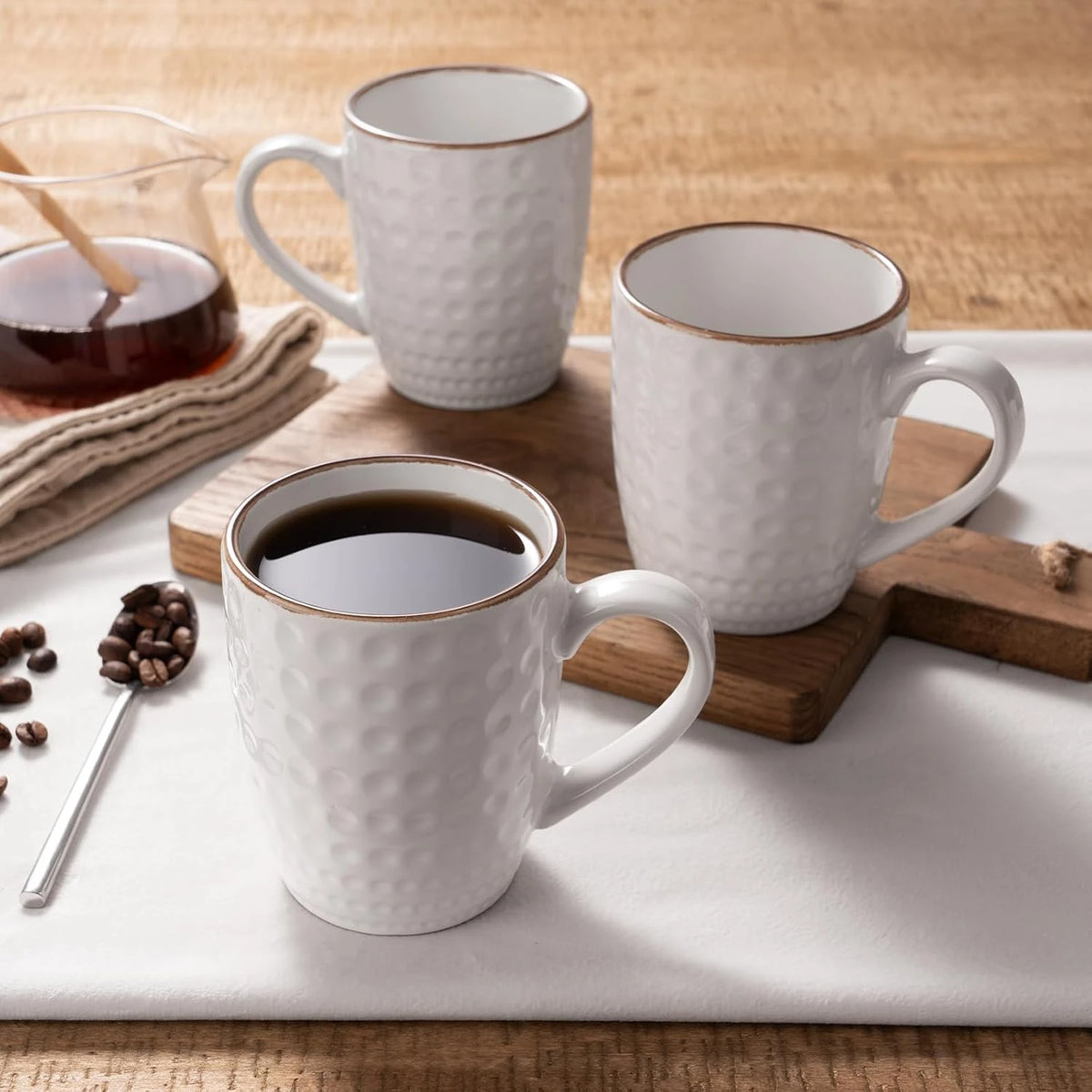 Famiware Eden Ceramic Coffee Mugs, Set of 8 - White Circle - image 2