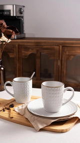 Famiware Eden Ceramic Coffee Mugs, Set of 8 - White Circle - image 8