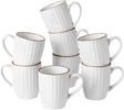 Famiware Eden Ceramic Coffee Mugs, Set of 8 - White Stripe - image 1