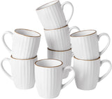 Famiware Eden Ceramic Coffee Mugs, Set of 8 - White Stripe - image 1
