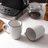 Famiware Eden Ceramic Coffee Mugs, Set of 8 - White Stripe - image 3