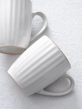 Famiware Eden Ceramic Coffee Mugs, Set of 8 - White Stripe - image 6