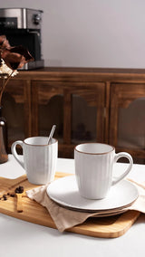 Famiware Eden Ceramic Coffee Mugs, Set of 8 - White Stripe - image 9