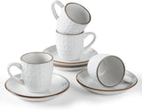 Famiware Eden Ceramic Espresso Cups and Saucers, Set of 4 - White Circle - image 1