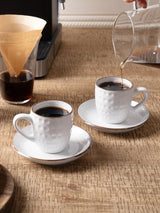 Famiware Eden Ceramic Espresso Cups and Saucers, Set of 4 - White Circle - image 4