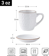 Famiware Eden Ceramic Espresso Cups and Saucers, Set of 4 - White Circle - image 5