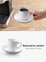 Famiware Eden Ceramic Espresso Cups and Saucers, Set of 4 - White Circle - image 6