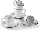 Famiware Eden Ceramic Espresso Cups and Saucers, Set of 4 - White Flower - image 1