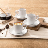 Famiware Eden Ceramic Espresso Cups and Saucers, Set of 4 - White Flower - image 2