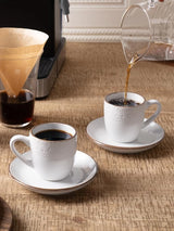 Famiware Eden Ceramic Espresso Cups and Saucers, Set of 4 - White Flower - image 4