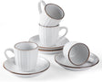 Famiware Eden Ceramic Espresso Cups and Saucers, Set of 4 - White Stripe - image 1