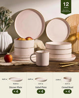 Famiware Grove 12-piece dinnerware set, light pink, image 6