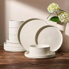 Famiware Grove 12-piece dinnerware set, oat white, image 1