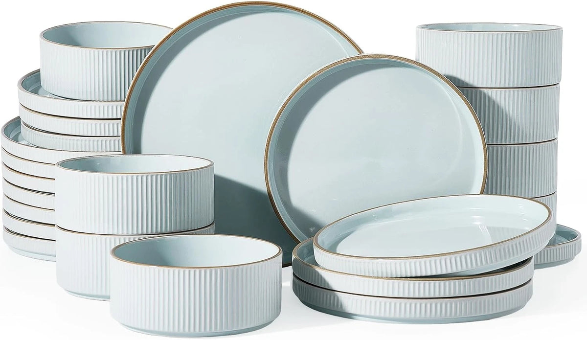 Famiware Grove 24-Piece Stoneware Dinnerware Set, Service for 8 — Light Blue, image 1