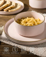 Famiware Grove 24-Piece Stoneware Dinnerware Set, Service for 8 — Light Pink, image 2