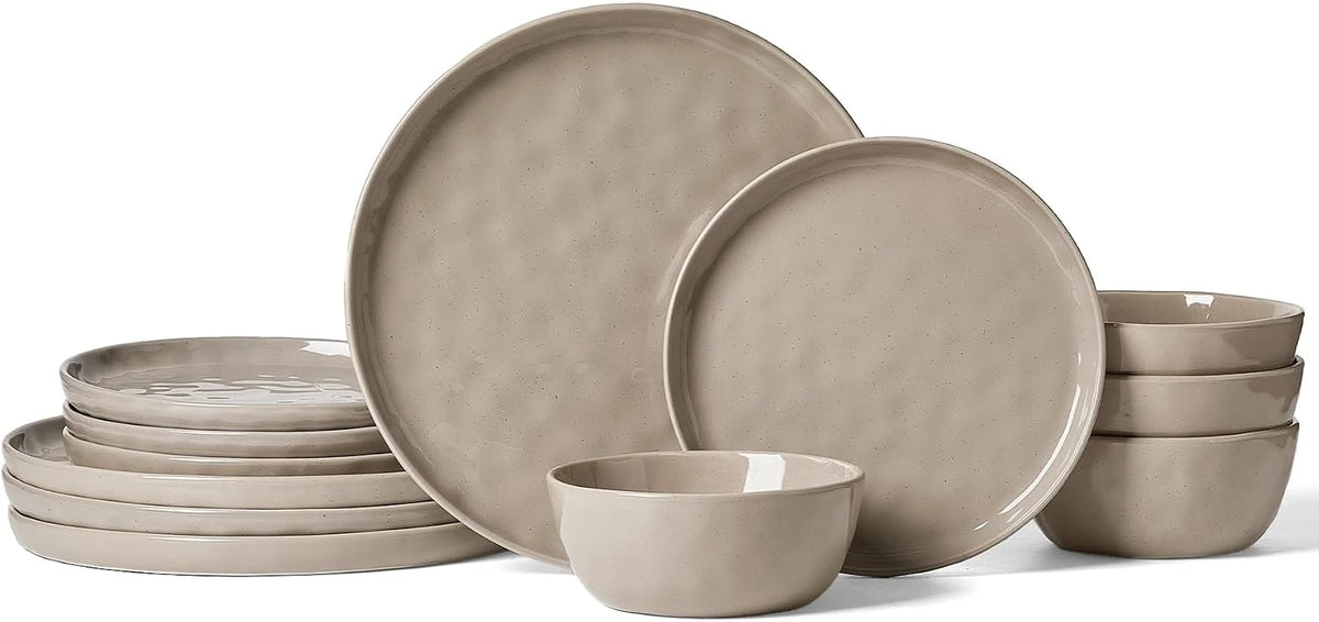 Famiware Mars 12-Piece Stoneware Dinnerware Set, Service for 4 — Cinnamon Brown, image 1