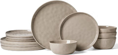 Famiware Mars 12-Piece Stoneware Dinnerware Set, Service for 4 — Cinnamon Brown, image 1