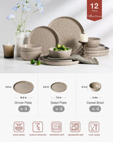 Famiware Mars 12-Piece Stoneware Dinnerware Set, Service for 4 — Cinnamon Brown, image 3