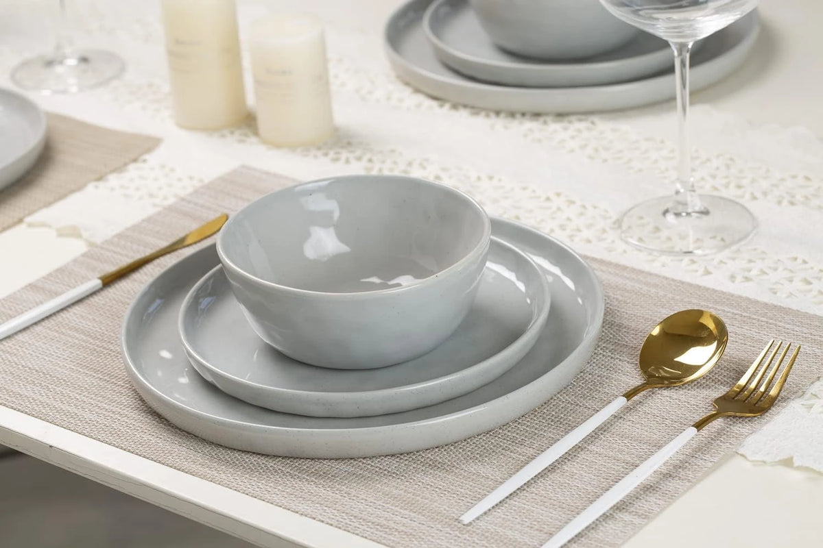 Famiware Mars 12-Piece Stoneware Dinnerware Set, Service for 4 — Light Gray, image 3
