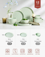 Famiware Mars 12-Piece Stoneware Dinnerware Set, Service for 4 — Light Green, image 3