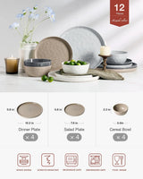 Famiware Mars 12-Piece Stoneware Dinnerware Set, Service for 4 — Multicolor, image 3