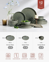 Famiware Mars 12-Piece Stoneware Dinnerware Set, Service for 4 — Sage Green, image 3