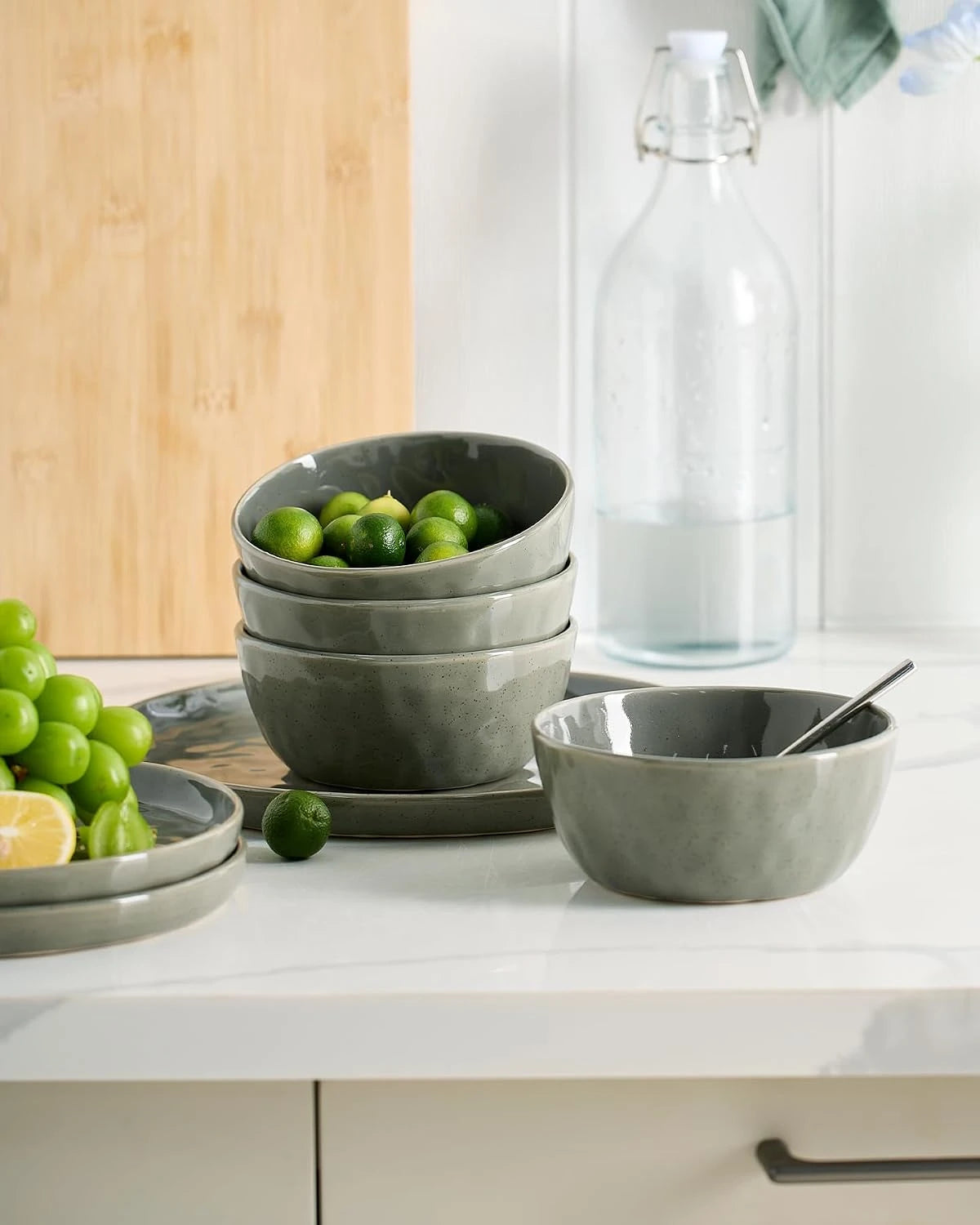 Famiware Mars 12-Piece Stoneware Dinnerware Set, Service for 4 — Sage Green, image 4