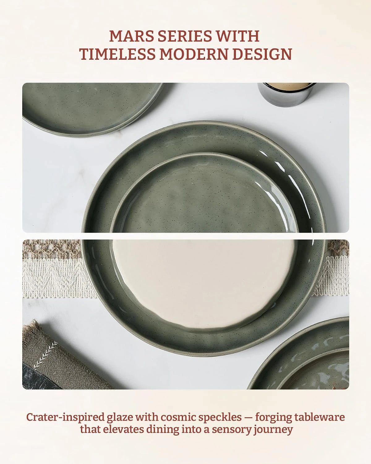 Famiware Mars 12-Piece Stoneware Dinnerware Set, Service for 4 — Sage Green, image 5