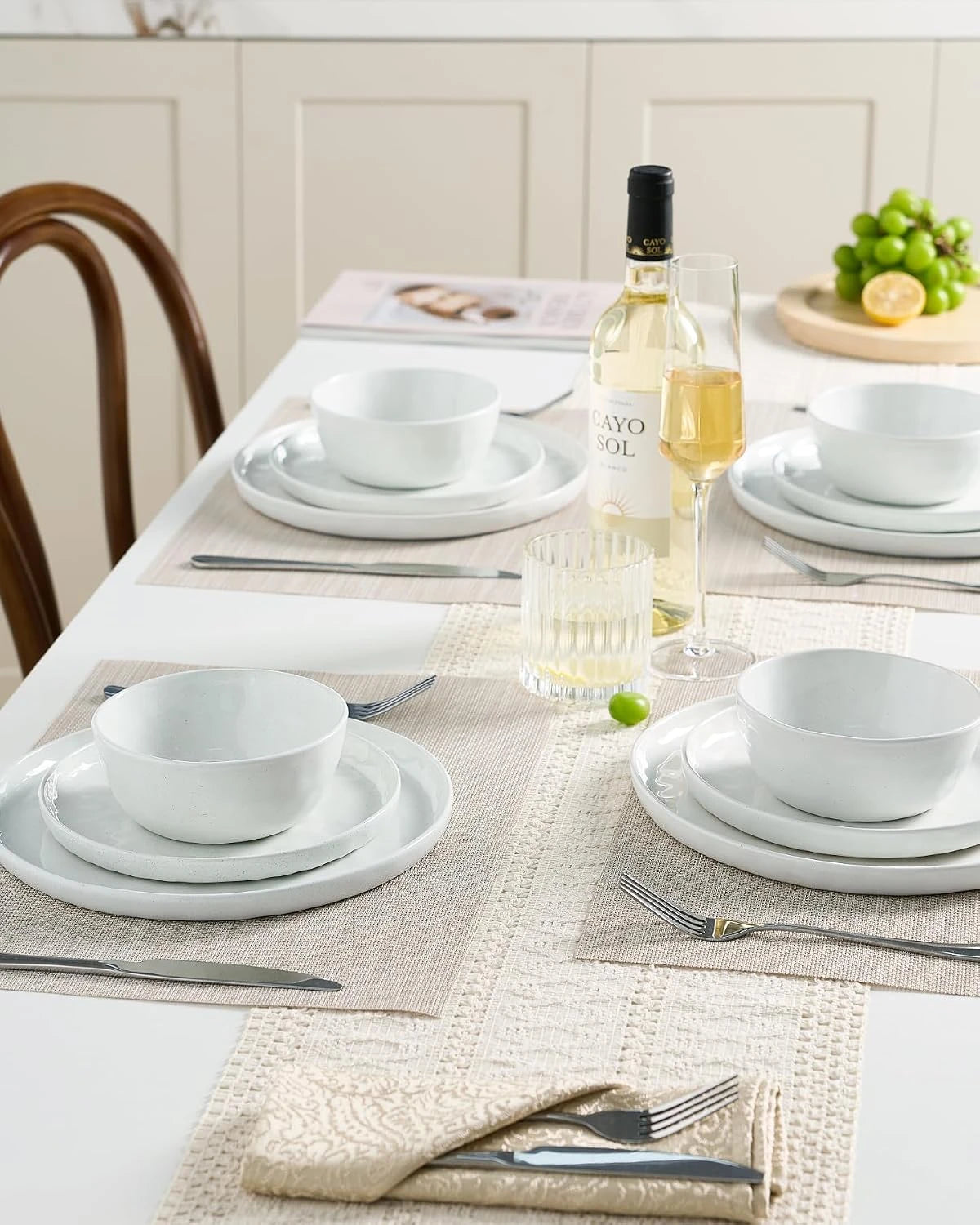 Famiware Mars 12-Piece Stoneware Dinnerware Set, Service for 4 — White, image 2
