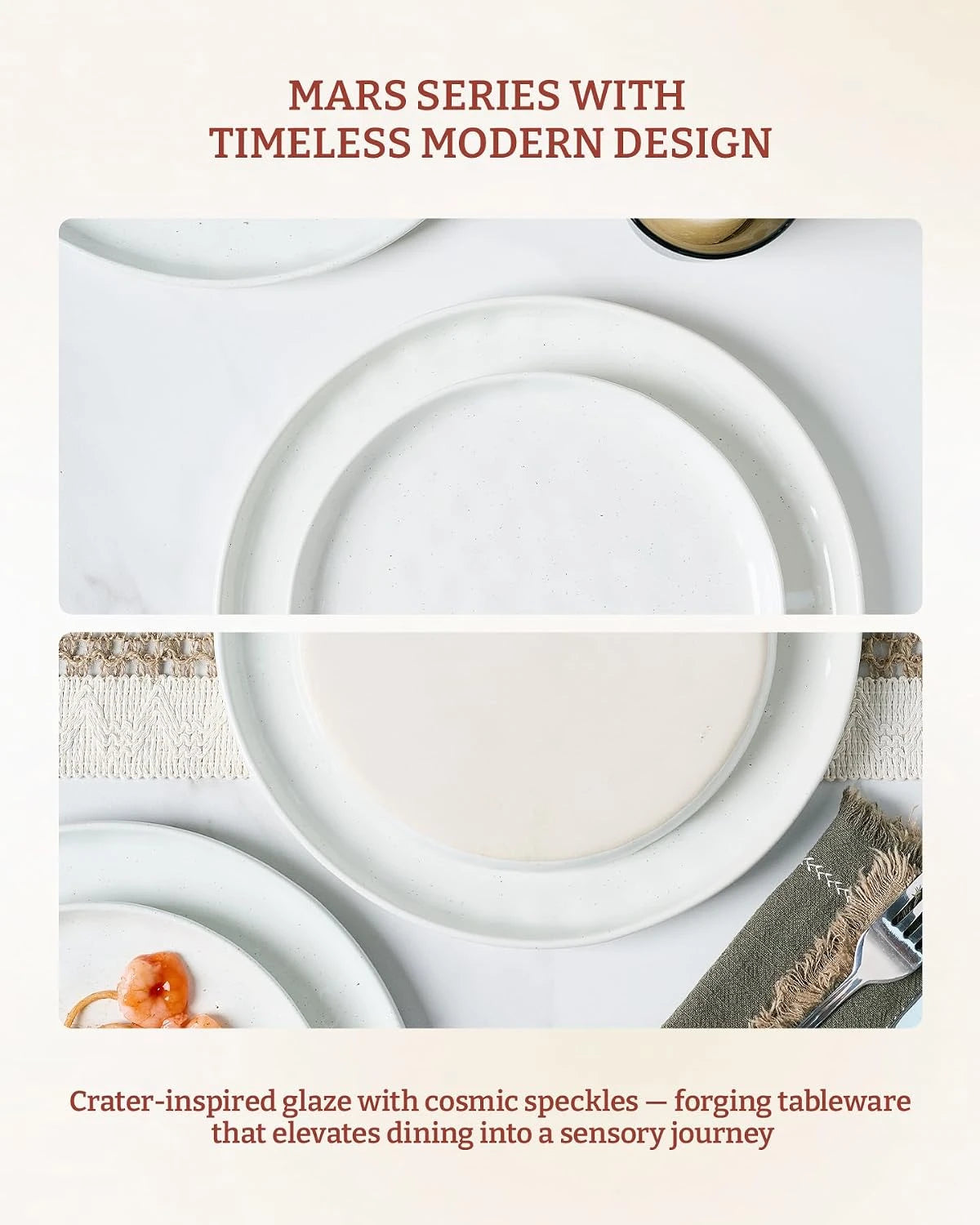 Famiware Mars 12-Piece Stoneware Dinnerware Set, Service for 4 — White, image 5