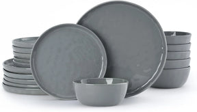 Famiware Mars 18-Piece Stoneware Dinnerware Set, Service for 6 — Dark Gray, image 1
